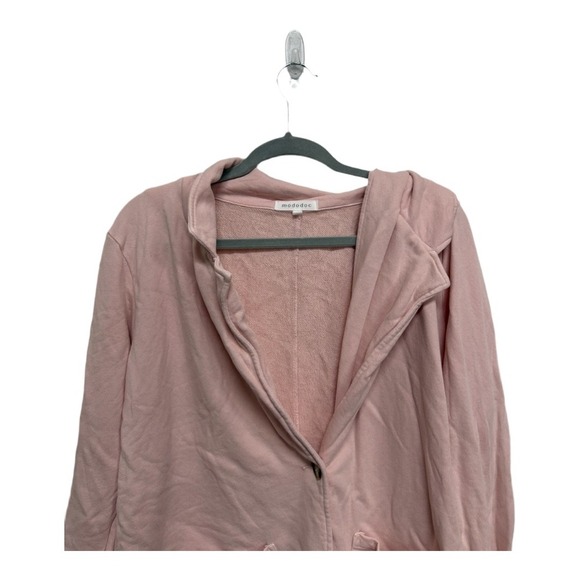 Mododoc Pink Blazer Style Cardigan 100% Cotton Button Front Size Medium - Picture 2 of 6